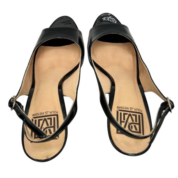 Pour La Victoire Women's Black Catina Patent Leather Wedge Heels Size 9 - Picture 6 of 12